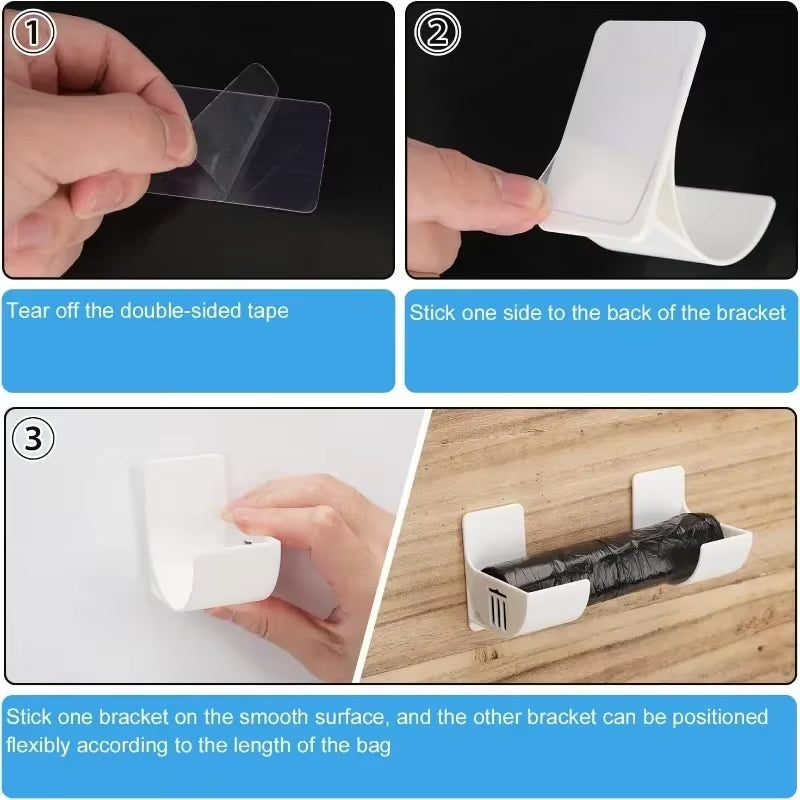 20/2Pcs Trash Bags Shelf Holder Wall Mounted Plastic Bag Film Container Dispensergarbage Bag Storage Box Organizer for Kitchen